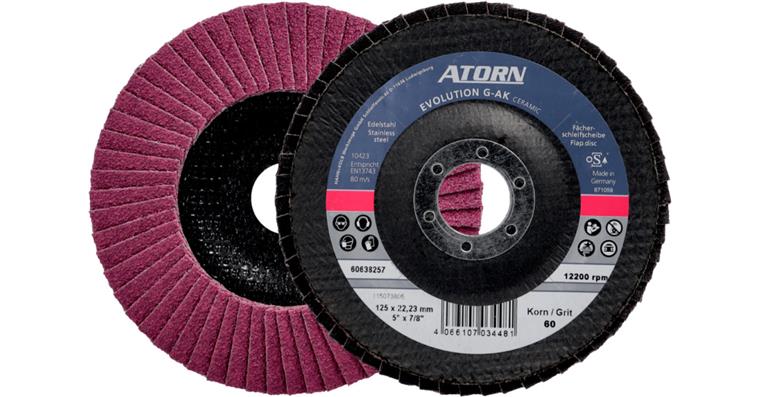 ATORN Fächerschleifscheibe EVOLUTION 125x22,2 mm, K60 Keramikkorn
