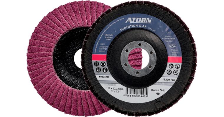 ATORN Fächerschleifscheibe EVOLUTION 125x22,2 mm, K40 Keramikkorn