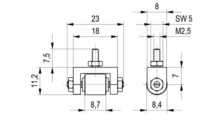 Roller probe no.13 for dial gauges and precision pointers conn. thr. M2.5