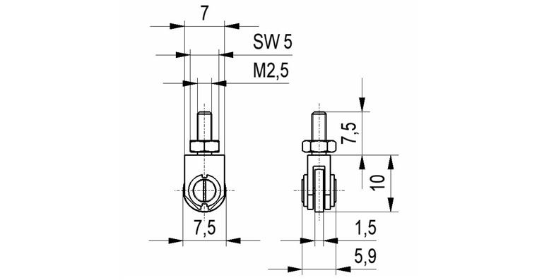 Roller sensor no.19b for dial gauges and precision pointers conn. thr. M2.5