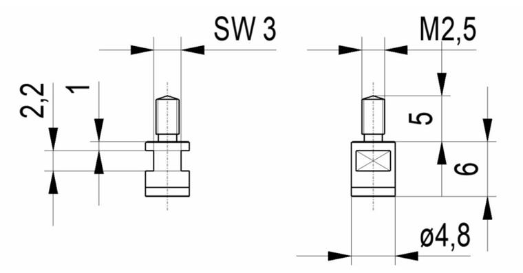 Flat probe no. 22 for dial gauges and precision pointers A thr. M2.5 4.8 mm dia.