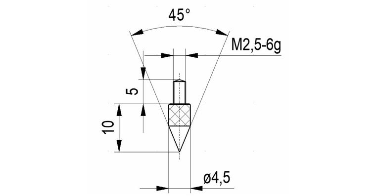 Spitztaster Nr. 1 für Messuhren und Feinzeiger A-Gew. M2,5 45°