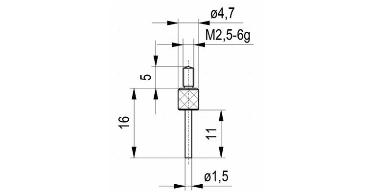 Taststift Nr. 5 für Messuhren und Feinzeiger A-Gew. M2,5 1,5 mm Ø