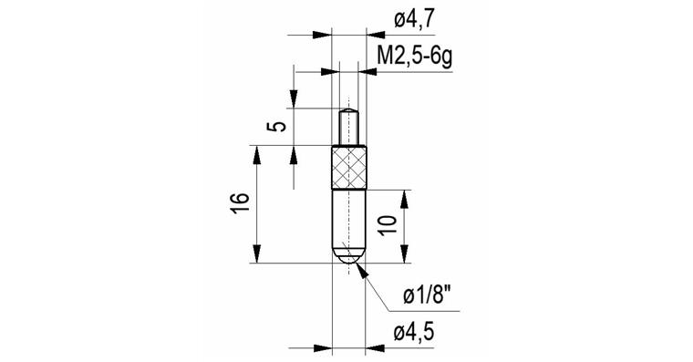 Ball probe no. 7 for dial gauges and precision pointers A thr. M2.5 3.0 mm dia.
