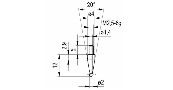 Kugeltaster Nr. 8A für Messuhren und Feinzeiger A-Gew. M2,5 2,0 mm Ø