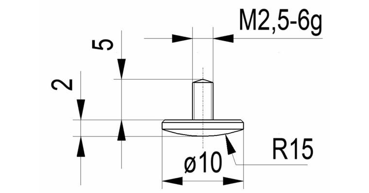 Measuring cone no.11 for dial gauges and precision pointers conn. thr. M2.5