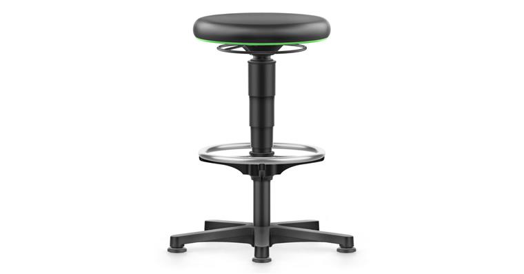 Allround Hocker hoch mit Gleiter und Ring Kunstleder Farbring grün