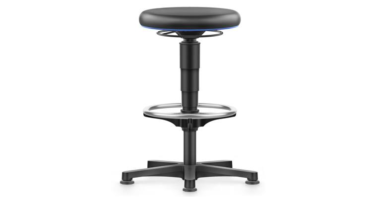 Allround Hocker hoch mit Gleiter und Ring Kunstleder Farbring blau