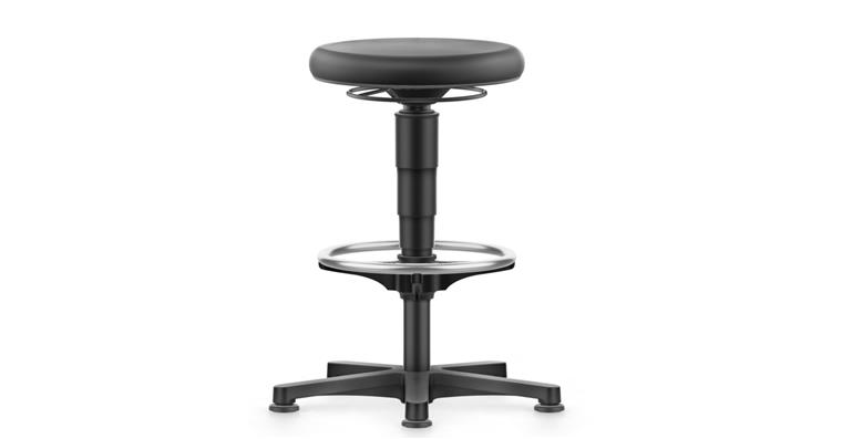 Allround Hocker hoch mit Gleiter und Ring PU-Schaum Farbring grau