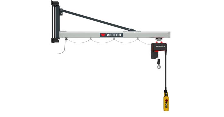 Wandschwenkkran UW 500kg, 3,9m + Standard-Lagerkonsole + Elektrokettenzug