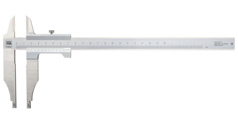 Präzisions-Werkstattmessschieber 0-200 mm mit Feineinstellung Ablesung 0,02 mm