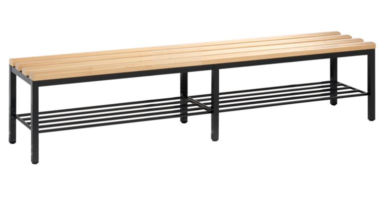 Sitzbank freistehend 6 Füße mit Schuhrost HxBxT 420x1960x353 mm