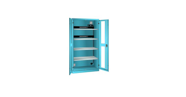 1085186116 Akku-Ladeschrank mit Sichtfenster-Türen 1000x580x1950mm Typ D 2x5 230V RAL 5012