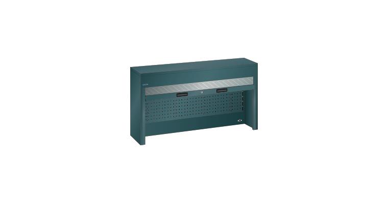 Aufsatzschrank mit Rollladen BxTxH 1500x250x1050mm für Werkbankplatten RAL 7016
