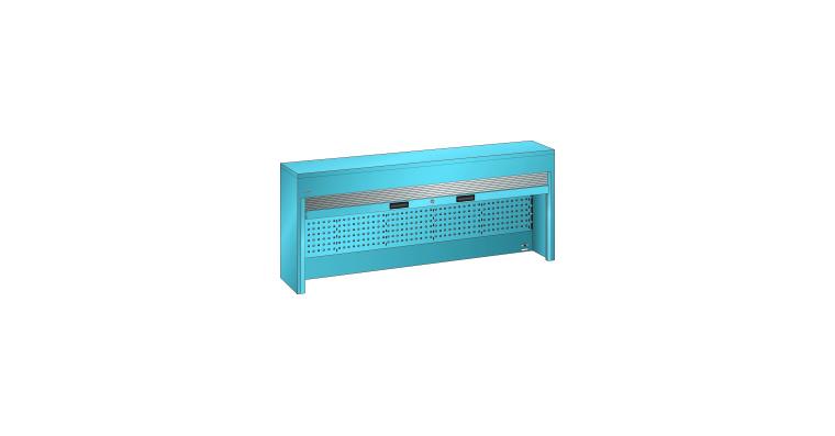 Aufsatzschrank mit Rollladen BxTxH 2000x250x1050mm für Werkbankplatten RAL 5012