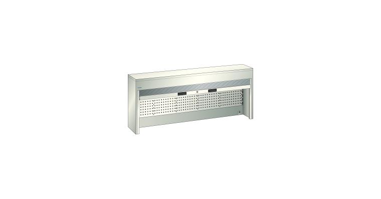 Aufsatzschrank mit Rollladen BxTxH 2000x250x1050mm für Werkbankplatten RAL 7035