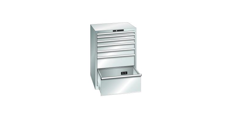Schubladenschrank 717x725x1000mm 7 Schubladen a 75kg Typ D 4x230V RAL 7035