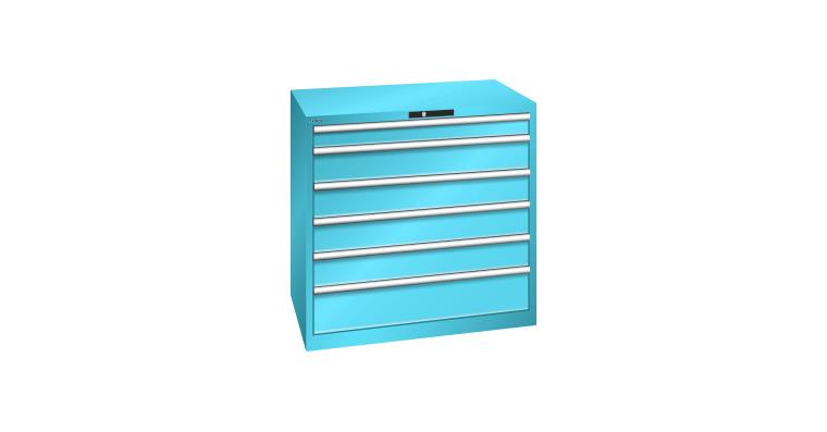 1084315204 Schubladenschrank 1023x725x1000mm 6 Schubladen 1x100/4x150/1x200 200kg RAL 5012