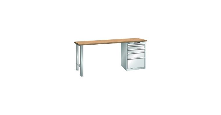 Werkbank 1500x750x840mm 5 Schubladen 1x50/2x100/1x150/1x300 75kg RAL 7035