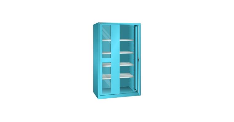 Schwerlastschrank mit 2 Sichtfenster-Einschwenktüren 1146x690x1950mm RAL 5012