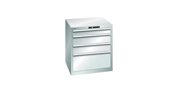 1084311102 Schubladenschrank 717x725x800mm 4 Schubladen 1x100/2x150/1x300 75kg RAL7035