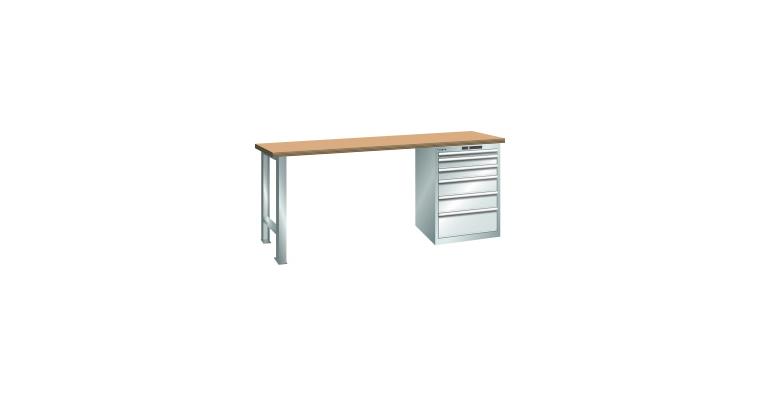 Werkbank 2000x750x890mm 6 Schubladen 1x50/2x100/2x150/1x200 75kg RAL 7035