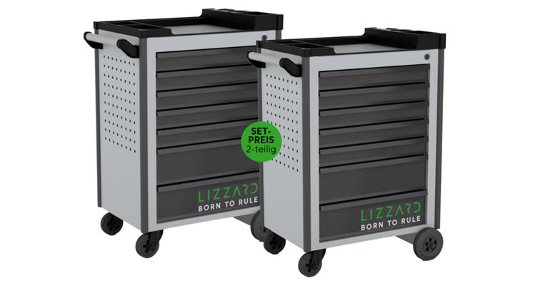 LIZZARD Werkzeugwagen 7 Schubladen RAL 7035/7016 2er-Set