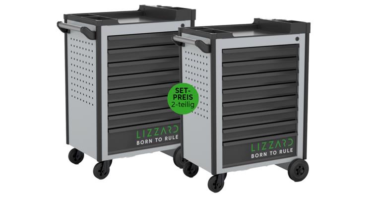 LIZZARD Werkzeugwagen 8 Schubladen RAL 7035/7016 2er-Set