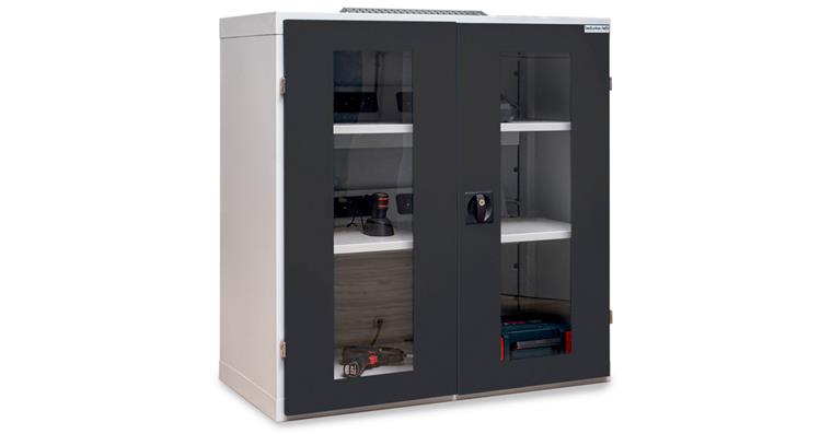 1099522202 Akkuladeschrank mit Sichtfenstertüren BxTxH 980 x 500 x 1019 mm 7035/7016