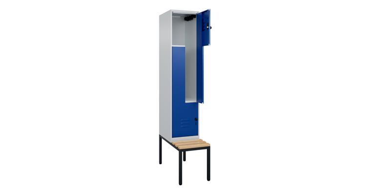 Z-Spind Classic PLUS, Bank, 2 Fächer, 2120x400x815mm RAL 7035/5010