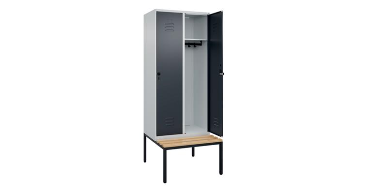Spind Classic PLUS, Bank, 2 Abteile, 2120x800x815mm RAL 7035/7016