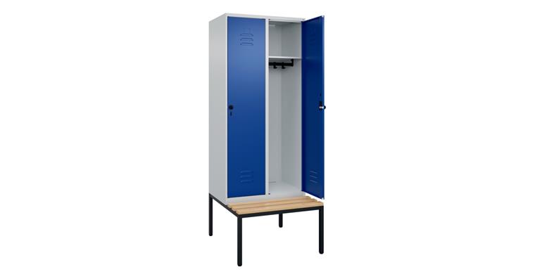 Spind Classic PLUS, Bank, 2 Abteile, 2120x800x815mm RAL 7035/5010