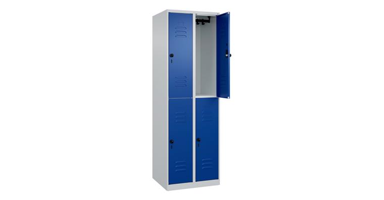 Doppelstock-Spind Classic PLUS, 4 Fächer, 1850x600x500mm RAL 7035/5010