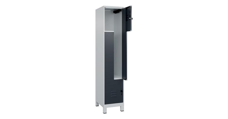 Z-Spind Classic PLUS, Füße, 2 Fächer, 1950x400x500mm RAL 7035/7016