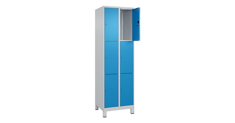 Schließfachschrank Classic PLUS, Füße, 6 Fächer, 1950x600x500mm RAL 7035/5012