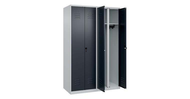 Schwarz-Weiß-Spind Classic PLUS, für 2 Personen, 1850x1200x500mm RAL 7035/7016