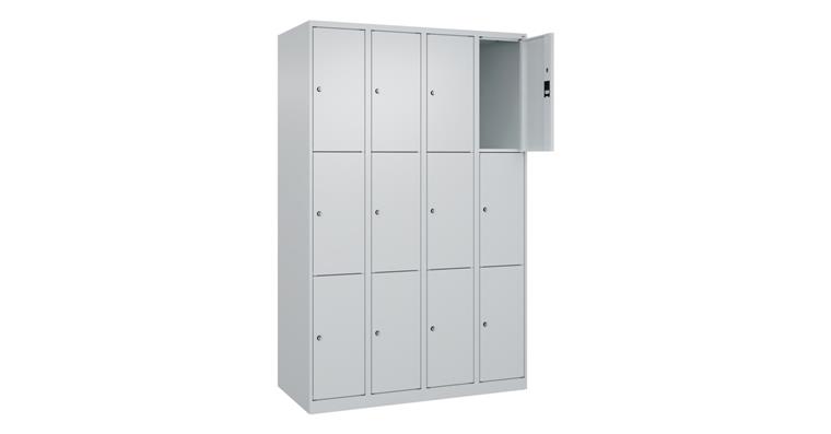 Schließfachschrank Classic PLUS, 12 Fächer, 1850x1200x500mm RAL 7035/7035