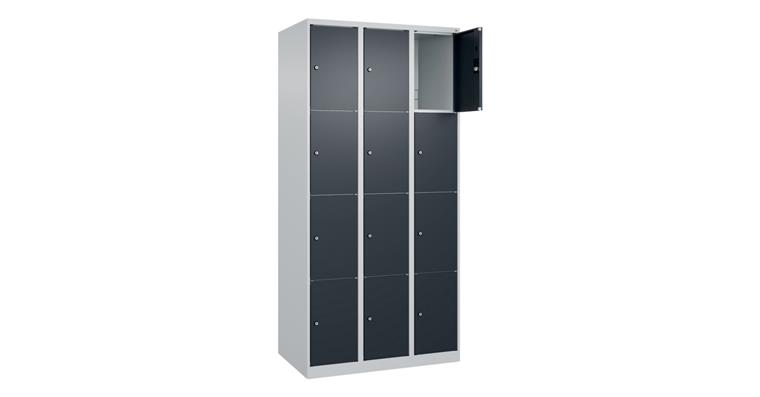 Schließfachschrank Classic PLUS, 12 Fächer, 1850x900x500mm RAL 7035/7016