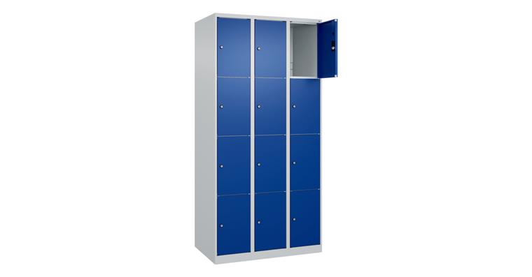 Schließfachschrank Classic PLUS, 12 Fächer, 1850x900x500mm RAL 7035/5010
