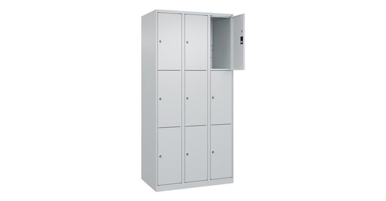 Schließfachschrank Classic PLUS, 9 Fächer, 1850x900x500mm RAL 7035/7035