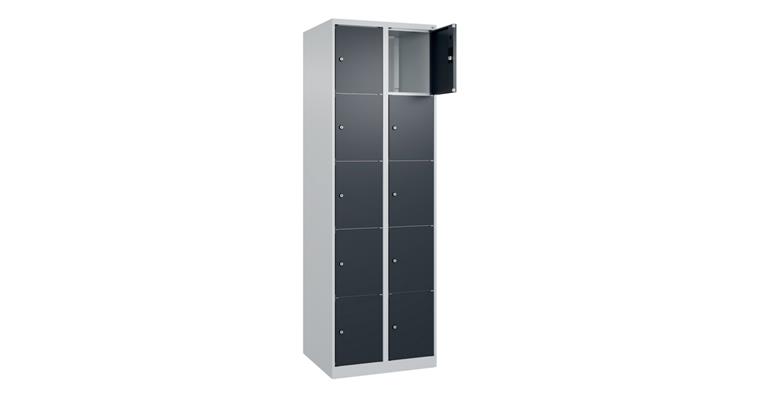 Schließfachschrank Classic PLUS, 10 Fächer, 1850x600x500mm RAL 7035/7016