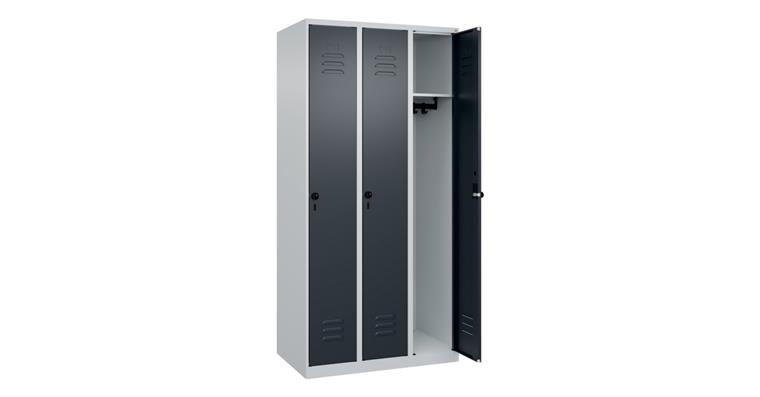 Spind Classic PLUS, 3 Abteile, 1850x900x500mm RAL 7035/7016