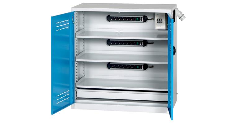 Battery cabinet 1030x500x500 mm, solid sheet metal doors, RAL 7035/5012