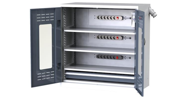 Battery cabinet 1030x1000x500 mm, doors with viewing window RAL 7035/7016
