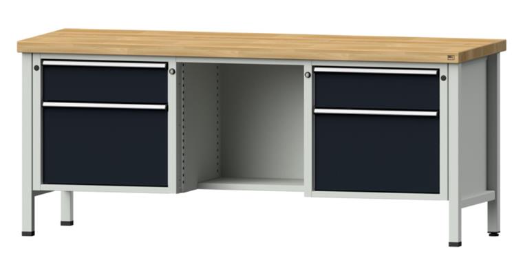 1082086601 Kastenwerkbank 2000x700x850mm 4 Schubladen mit Sitzer BMP 7035/7016