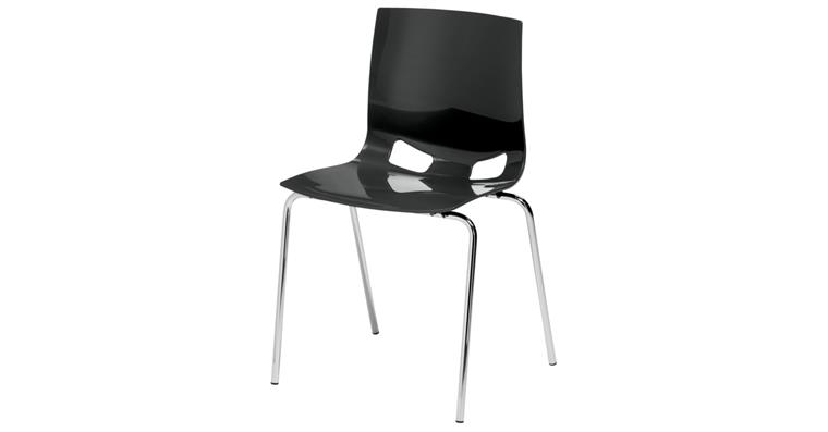 Schalenstuhl mit Sitzschale anthrazit, 4-Fuß Gestell verchromt, Sitzhöhe 460 mm