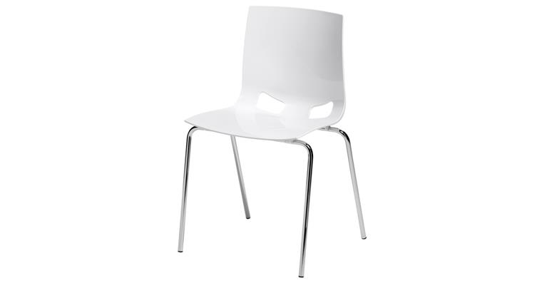 Schalenstuhl mit Sitzschale in weiß, 4-Fuß Gestell verchromt, Sitzhöhe 460 mm