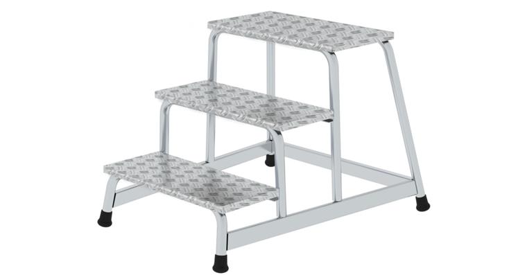 Aluminium working platform rigid, 3 steps working H 2.60 m platform H 0.60 m