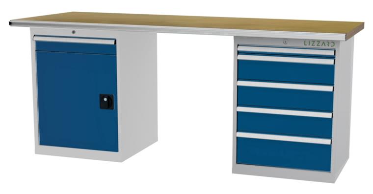 LIZZARD Reihenwerkbank 2 Gehäuse a 600x575x820mm B2000xT750xH860mm RAL5010/7035