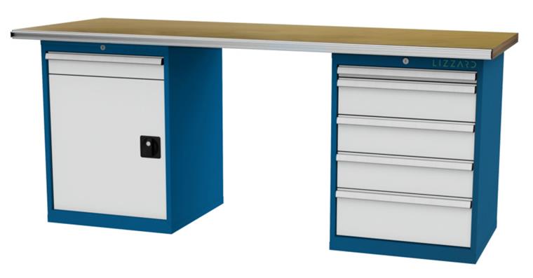 LIZZARD Reihenwerkbank 2 Gehäuse a 600x575x820mm B2000xT750xH860mm RAL7035/5010